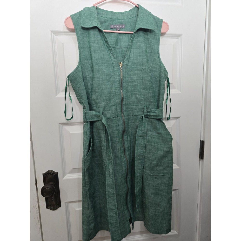 Sharagano Shamrock Green Belted Utility Shirtdress Sz 12